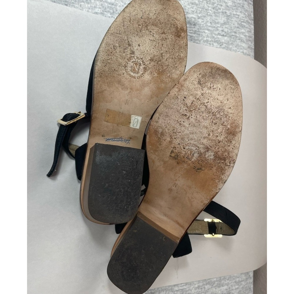 Vintage Classiques Entier Italy Black Leather Block Heel‎ Sandals 7N - Picture 4 of 10